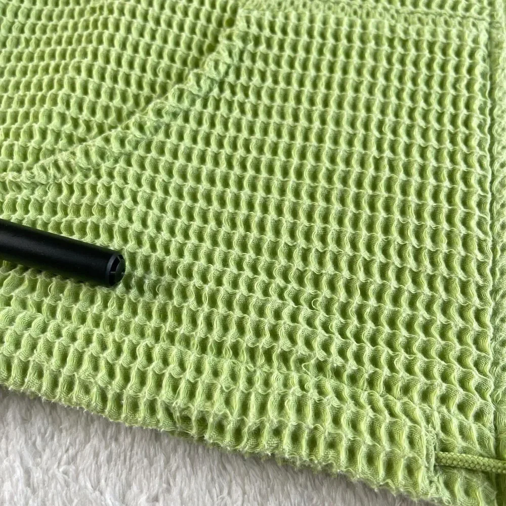 Christopher & Banks Waffle Weave‎ Vest Womens S Green Sleeveless Hooded Full Zip